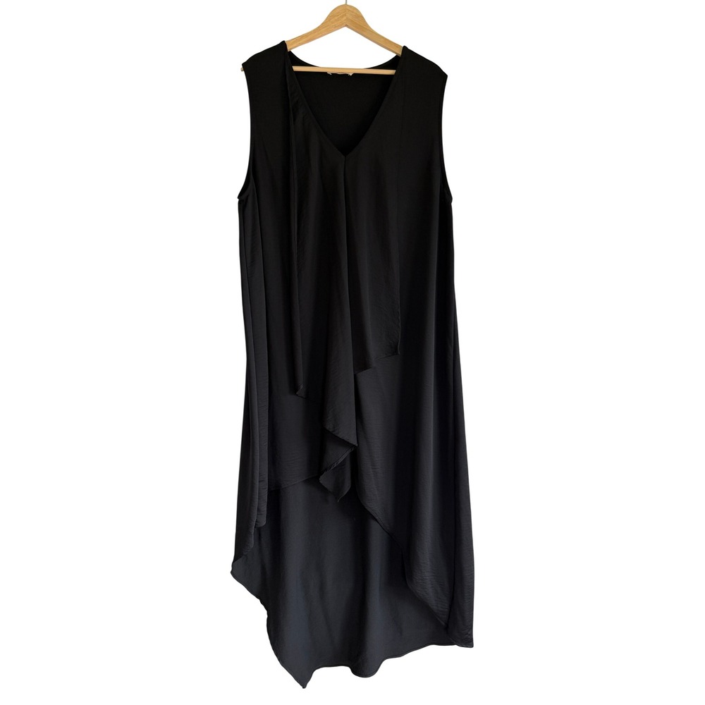 Jade by Jane Black High-Low Draped Layered V-Neck Dress 2X Made in USA